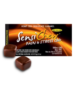Sensi Chew Pain & Stress CBD – Fast-Acting Chocolate Caramel for Relief & Relaxation