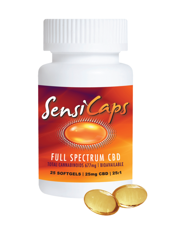 Sensi Caps CBD 25:1 CBD Softgels – High CBD, Low THC for Daily Balance and Calm